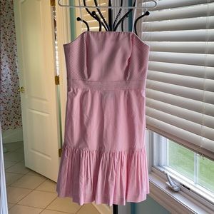 Pink vineyard vines seersucker strapless dress